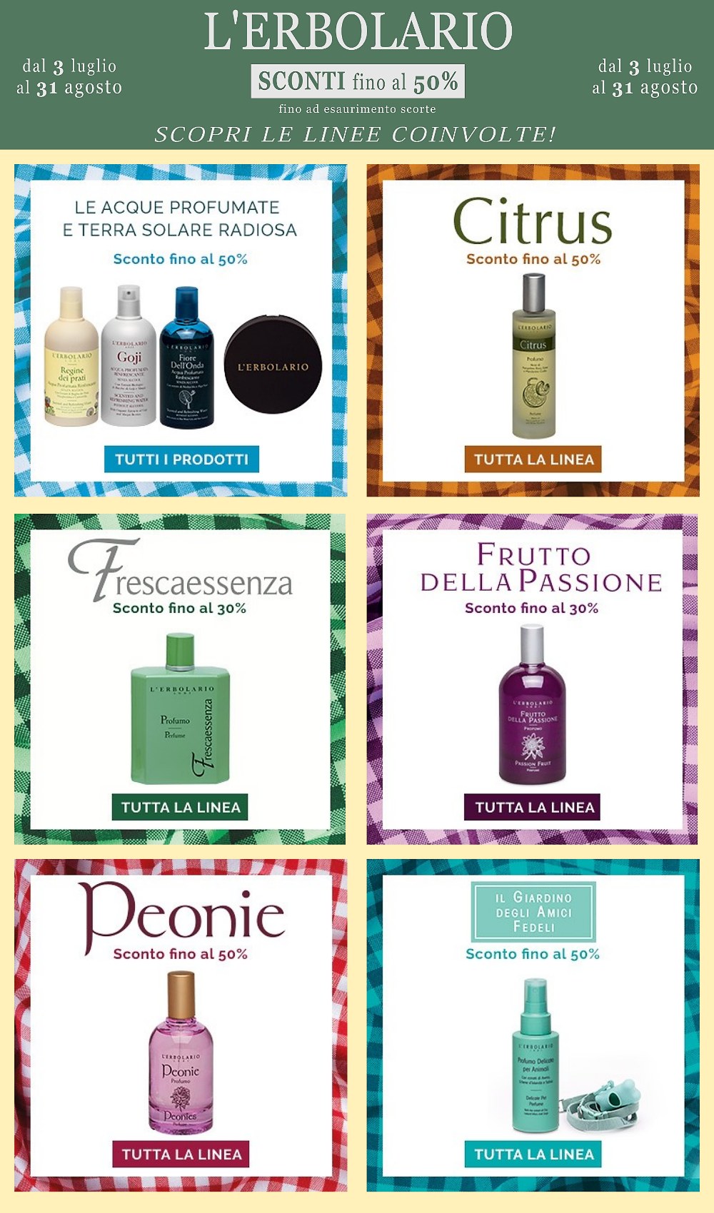 Promozione Erbolario dal 3 luglio al 31 agosto fino al 50 percento di sconto